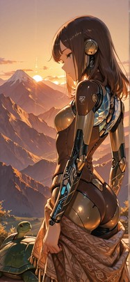 Tapestry Brown Sunset Mountain Spring Animal Machine mobile wallpaper / スマホ壁紙