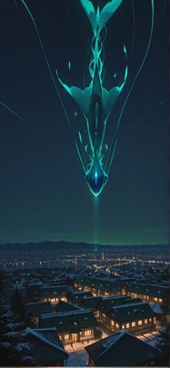 Tapestry Green Night City Winter Animal Machine mobile wallpaper / スマホ壁紙