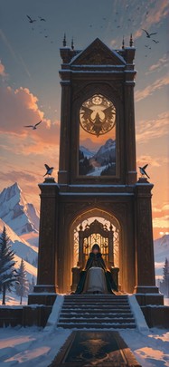 Tapestry Orange Afternoon Sky Winter Animal Machine mobile wallpaper / スマホ壁紙