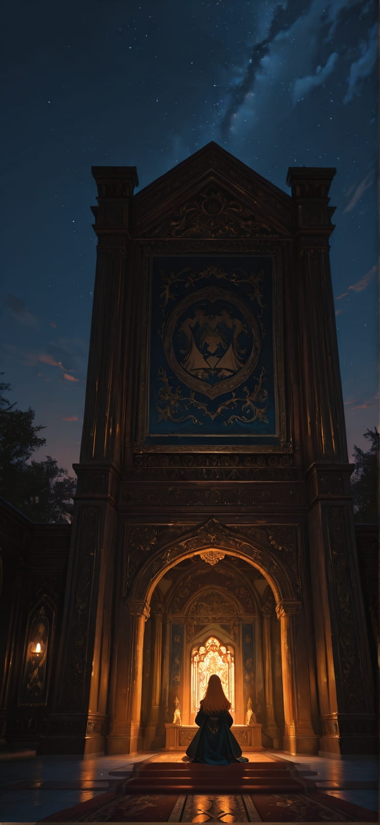 Tapestry Orange Night Sky Spring mobile wallpaper / スマホ壁紙