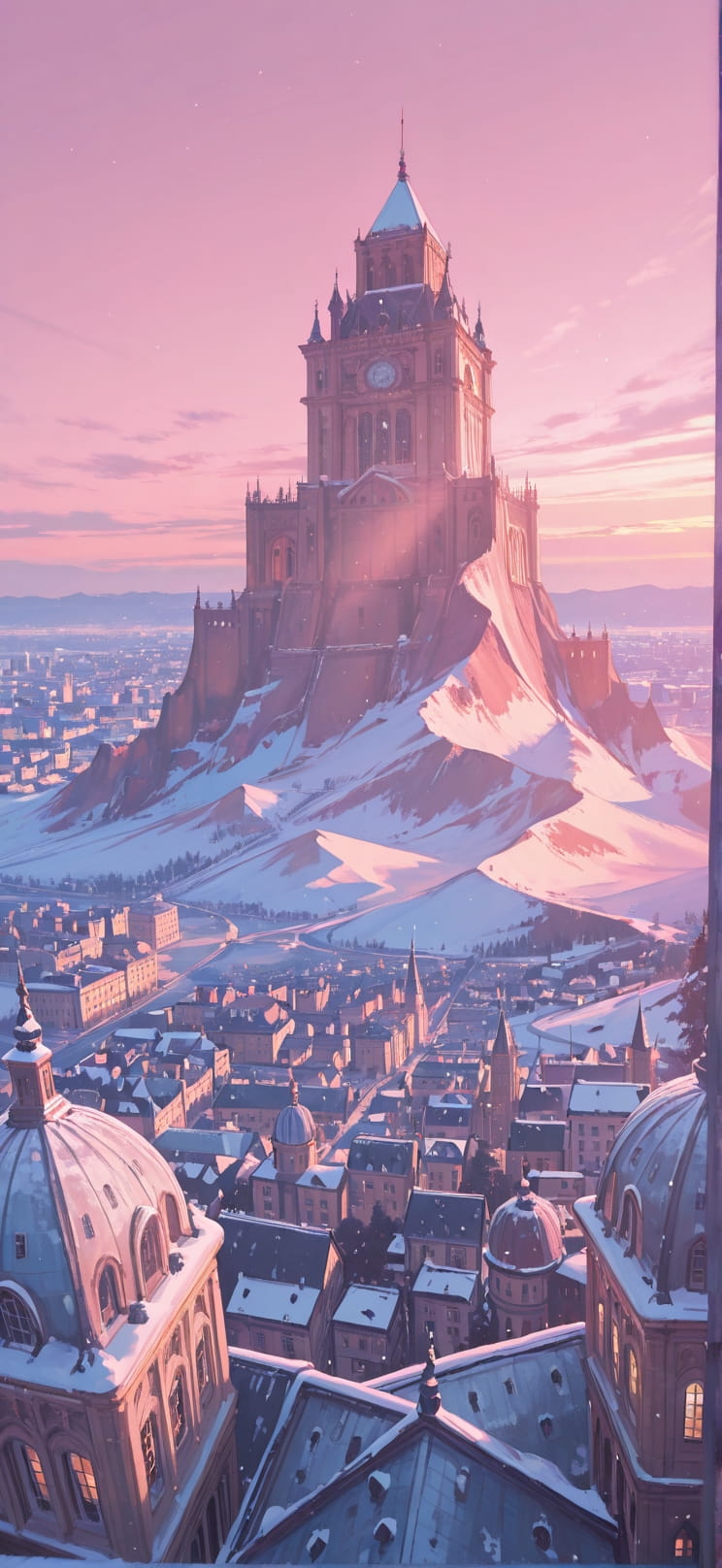 Tapestry Pink Afternoon City Winter Machine mobile wallpaper / スマホ壁紙