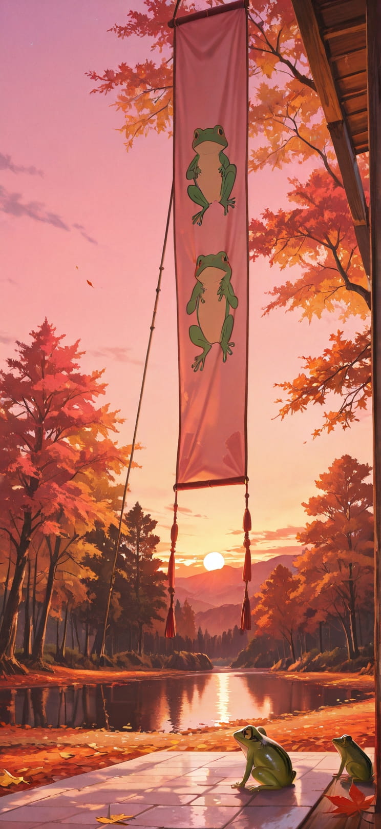 Tapestry Pink Sunset Nature Autumn Animal mobile wallpaper / スマホ壁紙