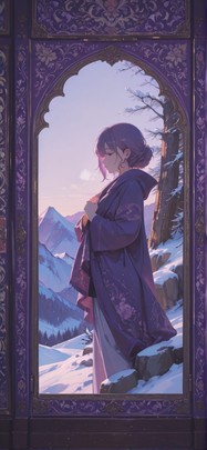Tapestry Purple Afternoon Mountain Winter Machine mobile wallpaper / スマホ壁紙