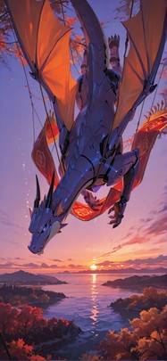 Tapestry Purple Sunset Sea Autumn Animal Machine mobile wallpaper / スマホ壁紙