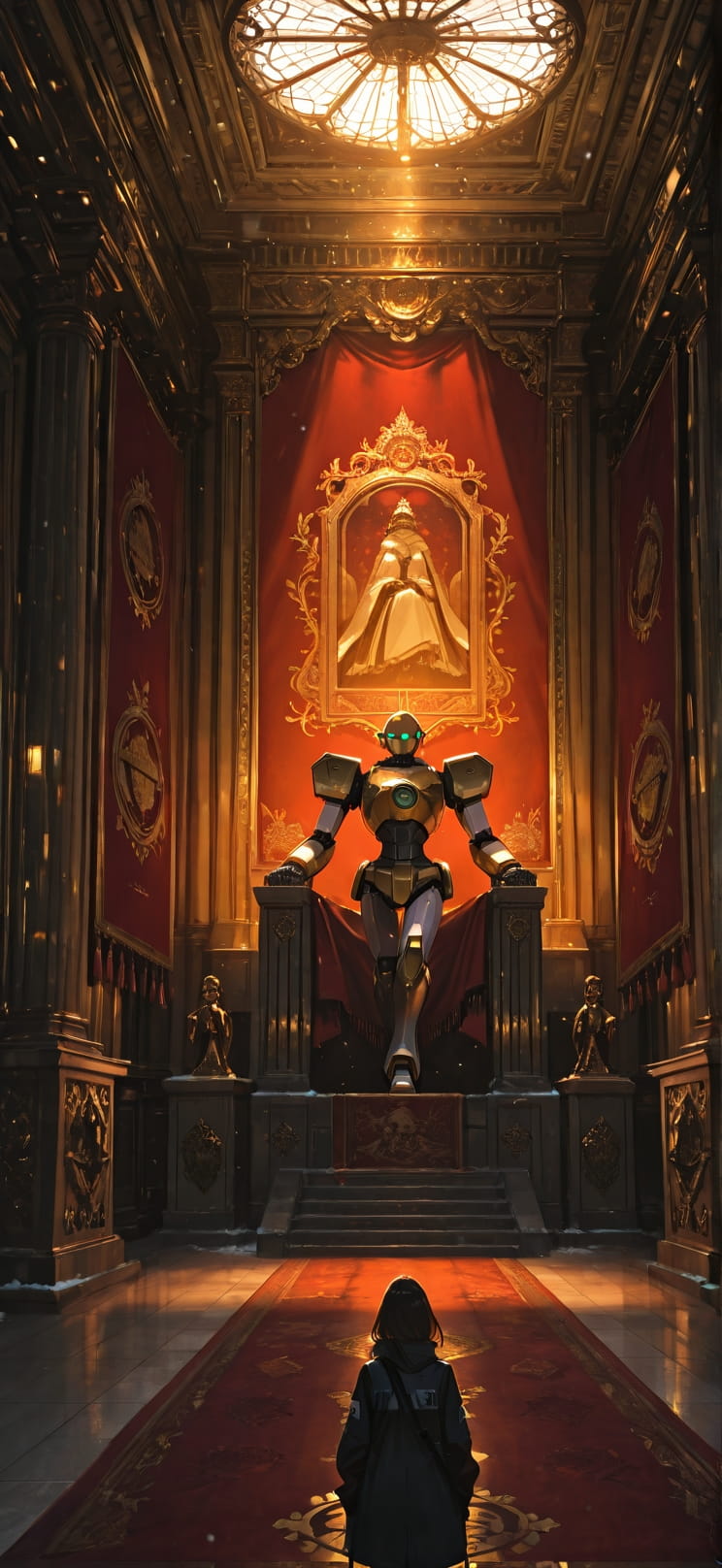 Tapestry Red Afternoon City Winter Machine mobile wallpaper / スマホ壁紙