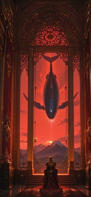 Tapestry Red Afternoon Mountain Spring Animal Machine mobile wallpaper / スマホ壁紙