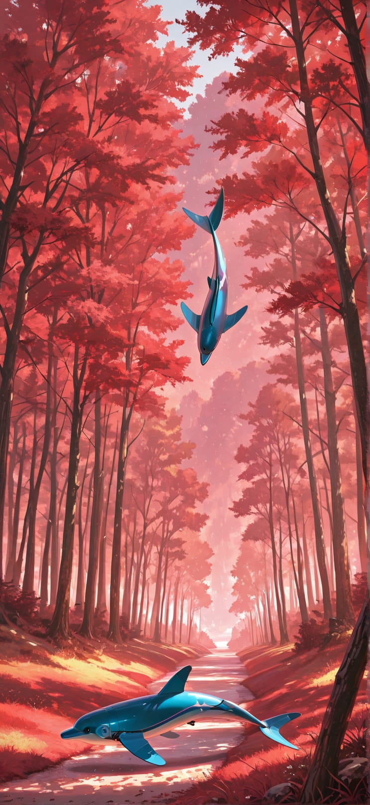 Tapestry Red Afternoon Nature Spring Animal Machine mobile wallpaper / スマホ壁紙