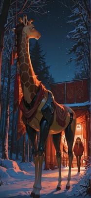 Tapestry Red Night Nature Winter Animal Machine mobile wallpaper / スマホ壁紙