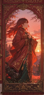 Tapestry Red Sunset Nature Spring Machine mobile wallpaper / スマホ壁紙