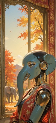 Tapestry Yellow Afternoon Sky Autumn Animal Machine mobile wallpaper / スマホ壁紙