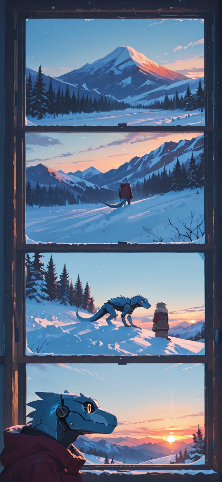 Timber Blue Sunset Mountain Spring Animal Machine mobile wallpaper / スマホ壁紙