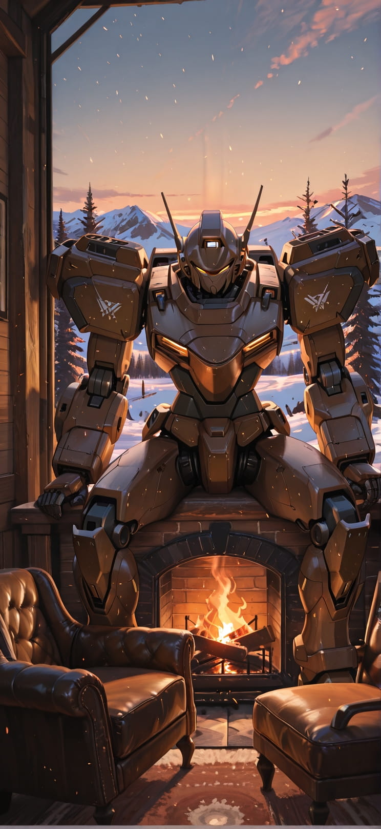 Timber Brown Afternoon Sky Winter Machine mobile wallpaper / スマホ壁紙