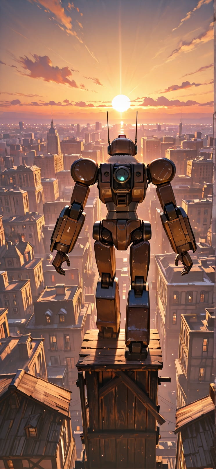 Timber Brown Sunset City Winter Machine mobile wallpaper / スマホ壁紙