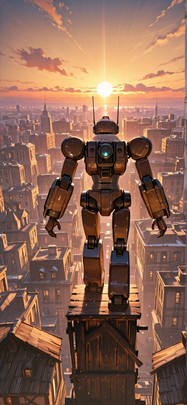 Timber Brown Sunset City Winter Machine mobile wallpaper / スマホ壁紙