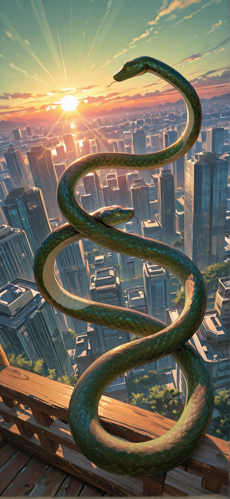 Timber Green Sunset City Spring Animal Machine mobile wallpaper / スマホ壁紙