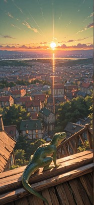 Timber Green Sunset City Summer Animal mobile wallpaper / スマホ壁紙