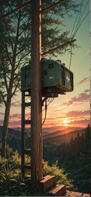 Timber Green Sunset Nature Summer Machine mobile wallpaper / スマホ壁紙