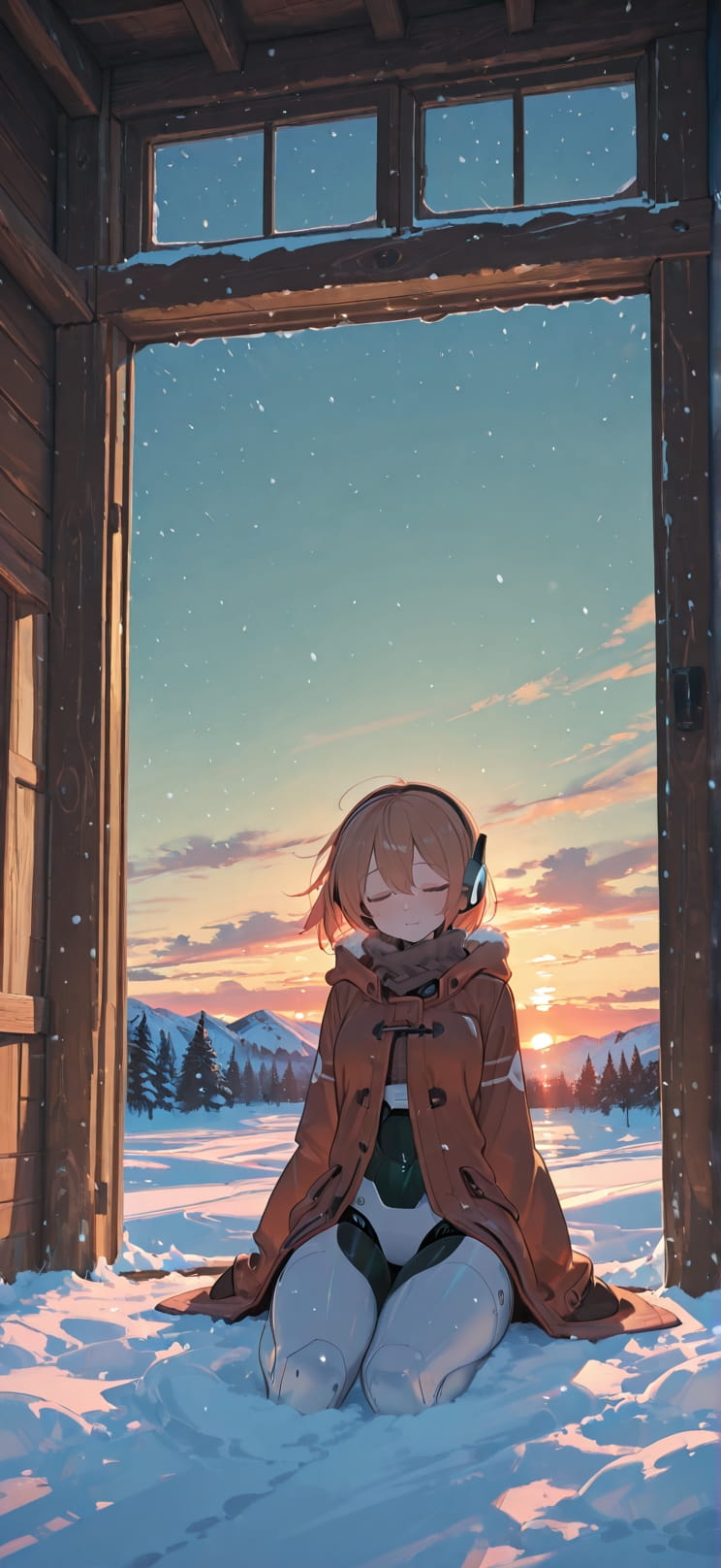 Timber Green Sunset Sky Spring Machine mobile wallpaper / スマホ壁紙