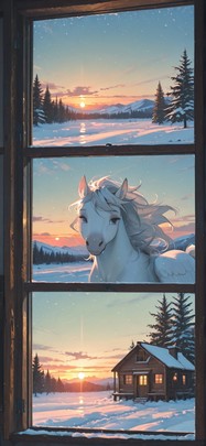 Timber Green Sunset Sky Winter Animal mobile wallpaper / スマホ壁紙