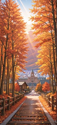 Timber Orange Afternoon City Autumn mobile wallpaper / スマホ壁紙