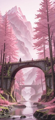 Timber Pink Afternoon Mountain Spring mobile wallpaper / スマホ壁紙