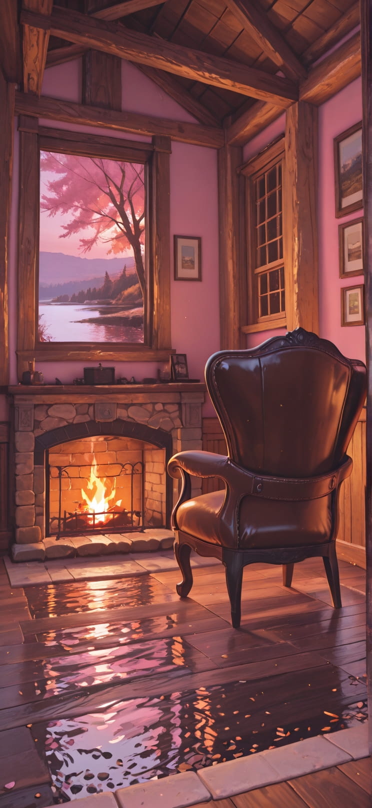 Timber Pink Afternoon Sea Spring mobile wallpaper / スマホ壁紙