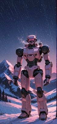 Timber Pink Night Mountain Winter Machine mobile wallpaper / スマホ壁紙