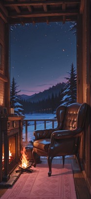 Timber Pink Night Sky Winter mobile wallpaper / スマホ壁紙