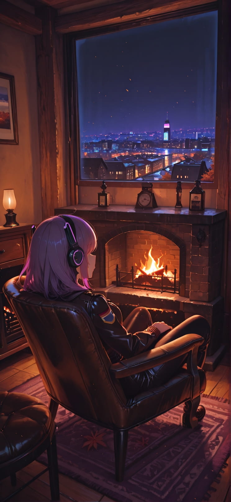 Timber Purple Night City Autumn Machine mobile wallpaper / スマホ壁紙