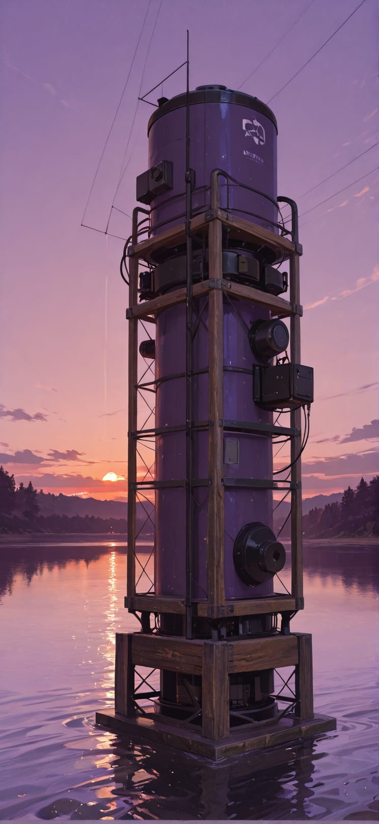 Timber Purple Sunset Sea Summer Machine mobile wallpaper / スマホ壁紙