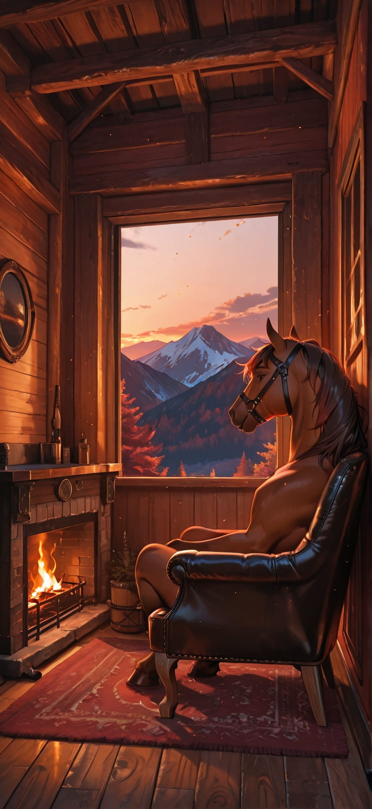 Timber Red Afternoon Mountain Spring Animal mobile wallpaper / スマホ壁紙