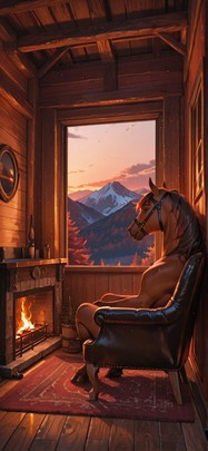 Timber Red Afternoon Mountain Spring Animal mobile wallpaper / スマホ壁紙