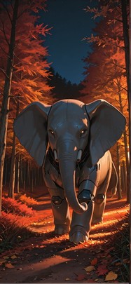 Timber Red Night Nature Autumn Animal Machine mobile wallpaper / スマホ壁紙