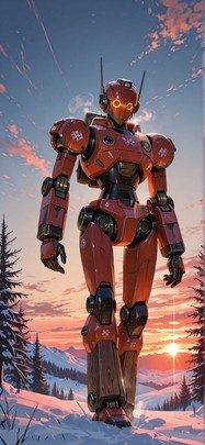 Timber Red Sunset Sky Winter Animal Machine mobile wallpaper / スマホ壁紙