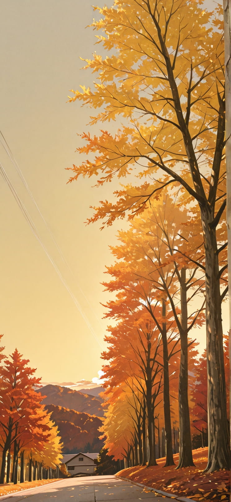 Timber Yellow Afternoon Sky Autumn mobile wallpaper / スマホ壁紙