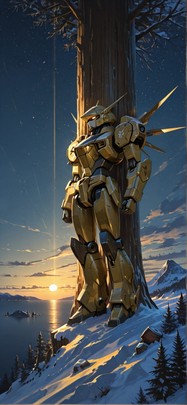 Timber Yellow Night Sea Winter Machine mobile wallpaper / スマホ壁紙