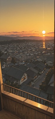 Timber Yellow Sunset City Winter mobile wallpaper / スマホ壁紙