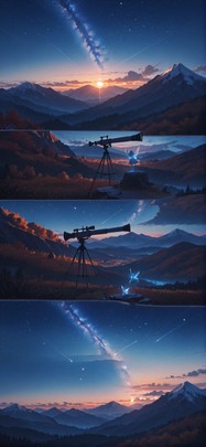 Waningcrescent Blue Sunset Mountain Autumn Animal mobile wallpaper / スマホ壁紙