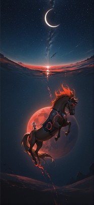 Waningcrescent Brown Night Sea Summer Animal mobile wallpaper / スマホ壁紙