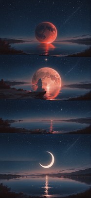 Waningcrescent Brown Night Sea Summer mobile wallpaper / スマホ壁紙