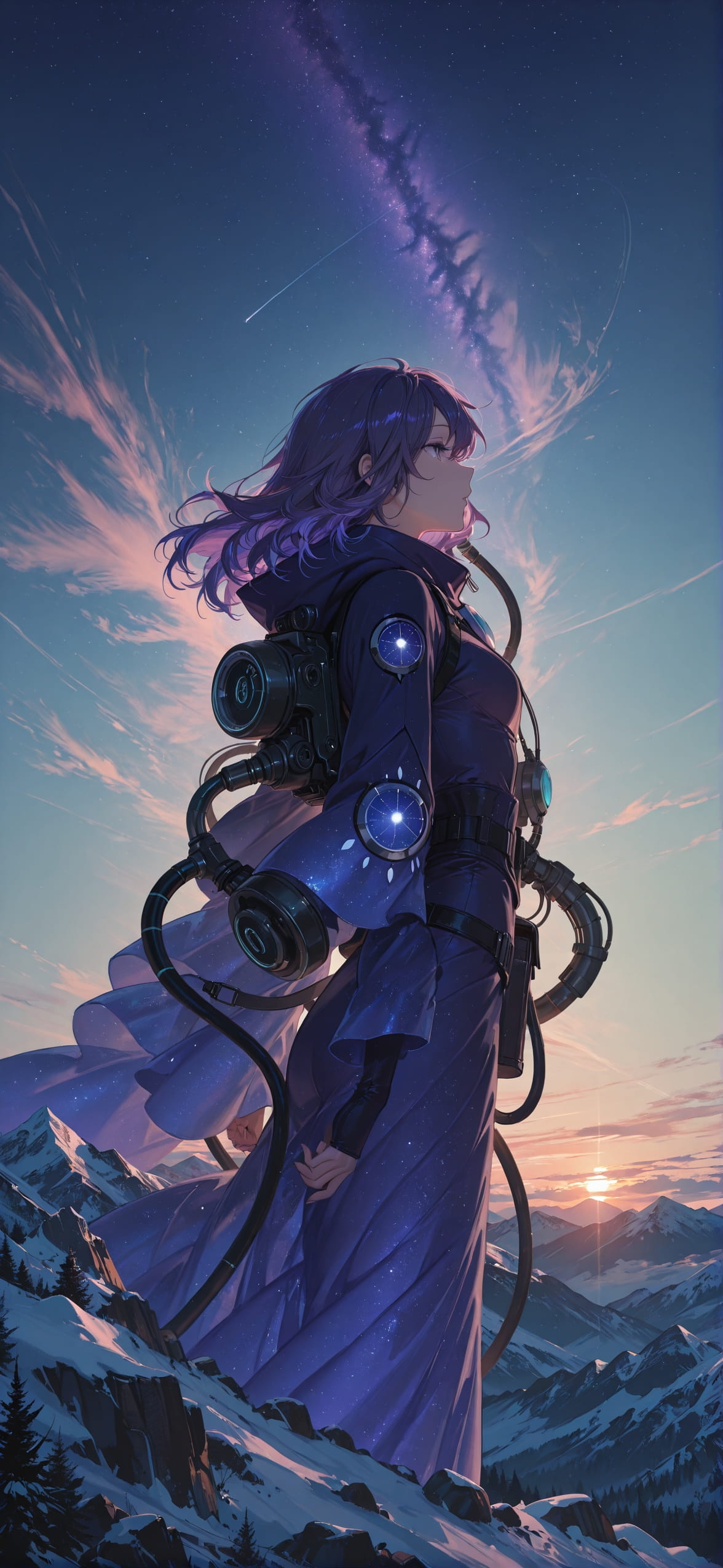 Waningcrescent Green Afternoon Mountain Winter Machine mobile wallpaper / スマホ壁紙