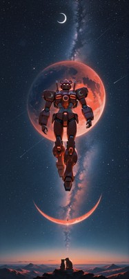 Waningcrescent Orange Afternoon Sky Spring Animal Machine mobile wallpaper / スマホ壁紙