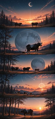 Waningcrescent Orange Sunset Nature Summer Animal mobile wallpaper / スマホ壁紙