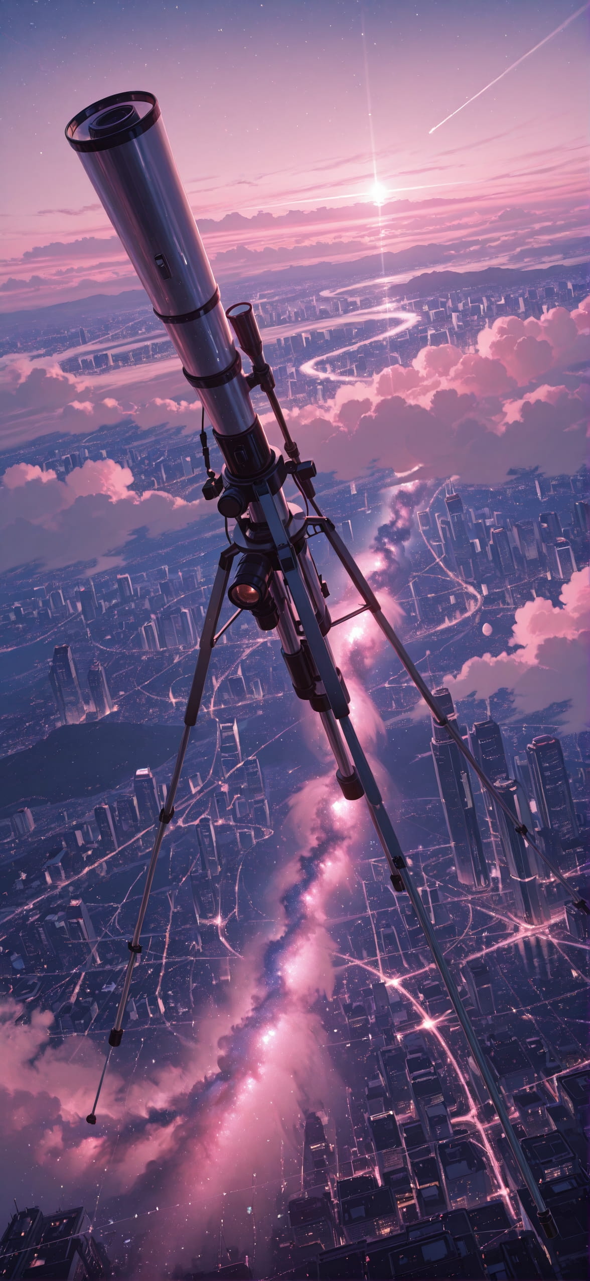 Waningcrescent Pink Afternoon City Summer mobile wallpaper / スマホ壁紙