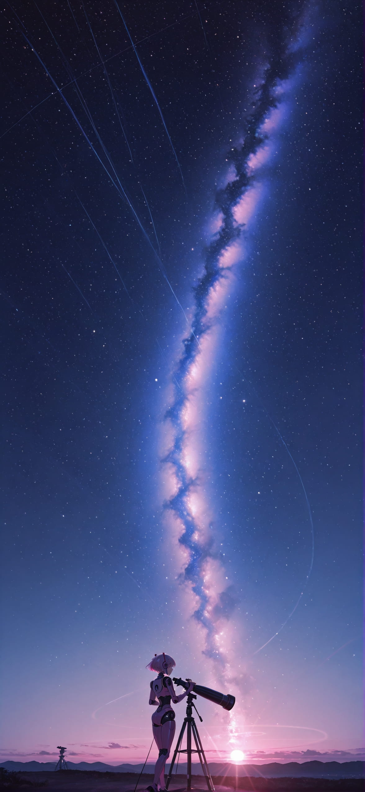 Waningcrescent Pink Night Sky Summer Machine mobile wallpaper / スマホ壁紙