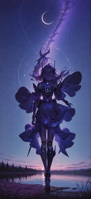Waningcrescent Purple Night Sea Winter Machine mobile wallpaper / スマホ壁紙