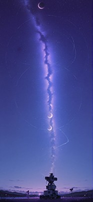 Waningcrescent Purple Night Sky Spring Machine mobile wallpaper / スマホ壁紙