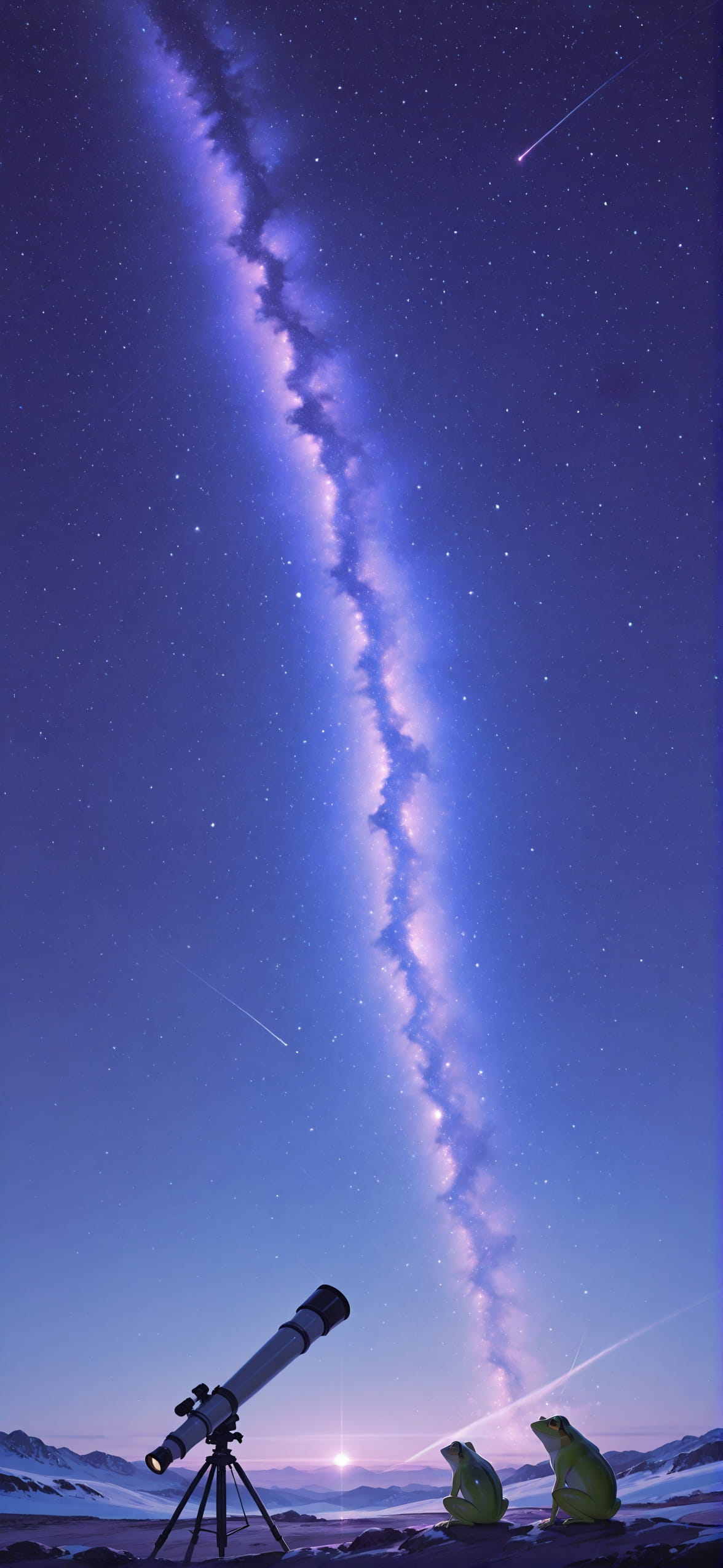 Waningcrescent Purple Night Sky Winter Animal mobile wallpaper / スマホ壁紙