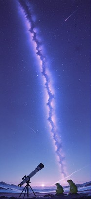 Waningcrescent Purple Night Sky Winter Animal mobile wallpaper / スマホ壁紙
