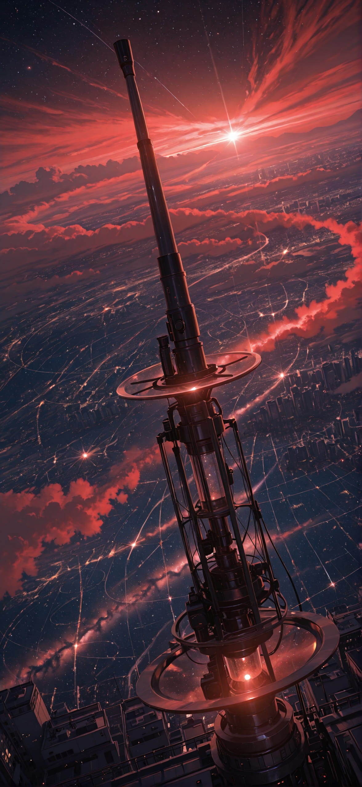 Waningcrescent Red Afternoon City Summer Machine mobile wallpaper / スマホ壁紙